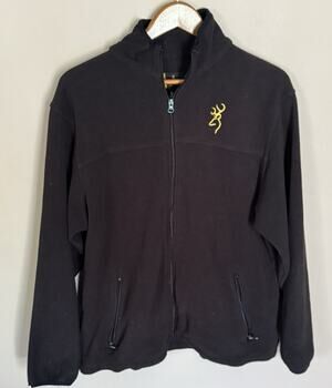 Browning Jacket Men's Fleece Large L Black Full Zip W/ Pockets